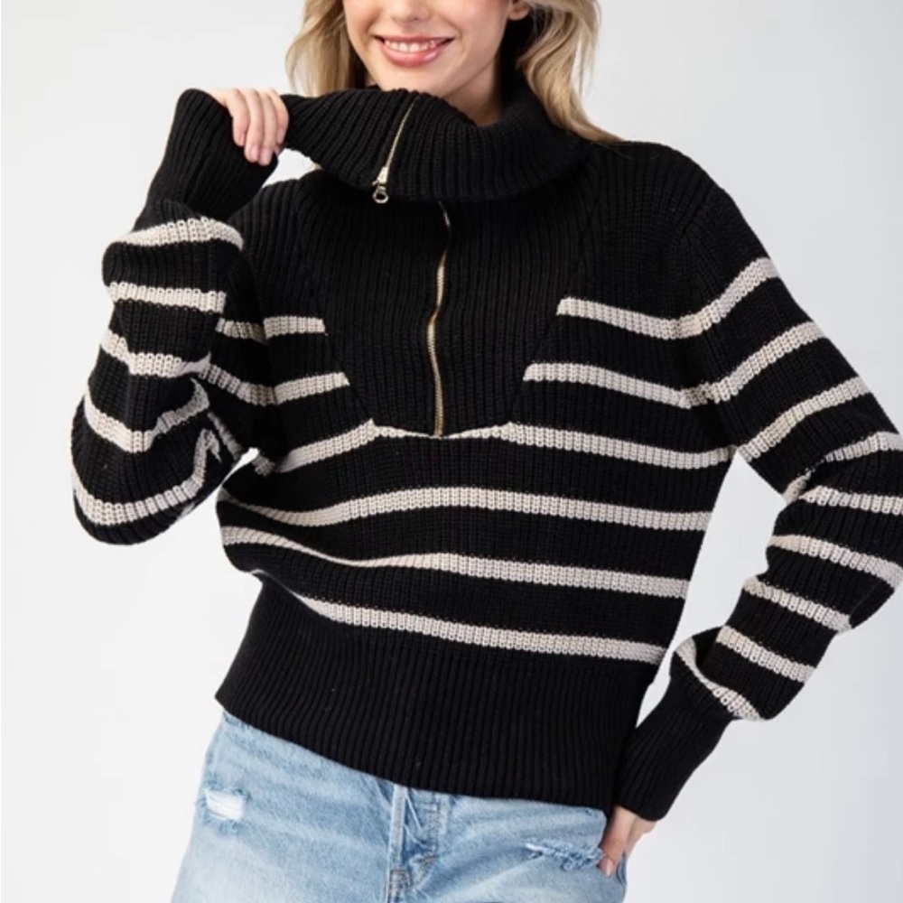 Striped Long Sleeve Sweater Pullover - Picture 2 of 7